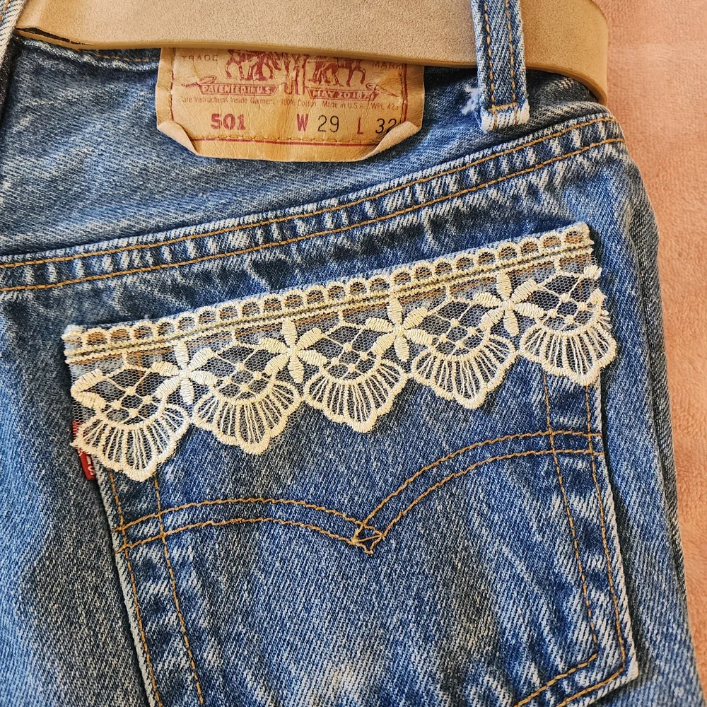 Upcycled Denim Crossbody Bag Vintage Style Boho - Picture 9 of 9